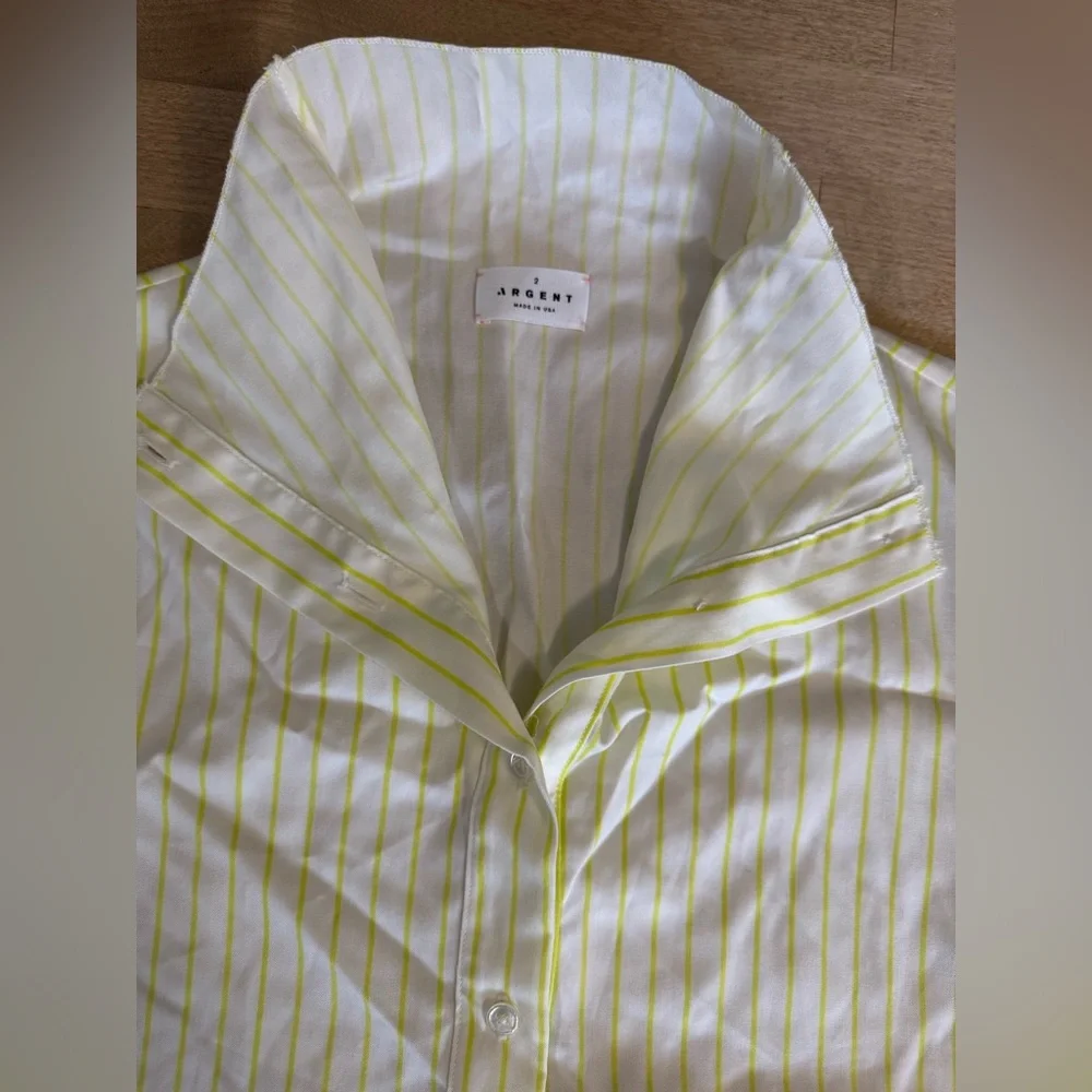 Argent women’s yellow pinstripe button down brrr cooling fabric
